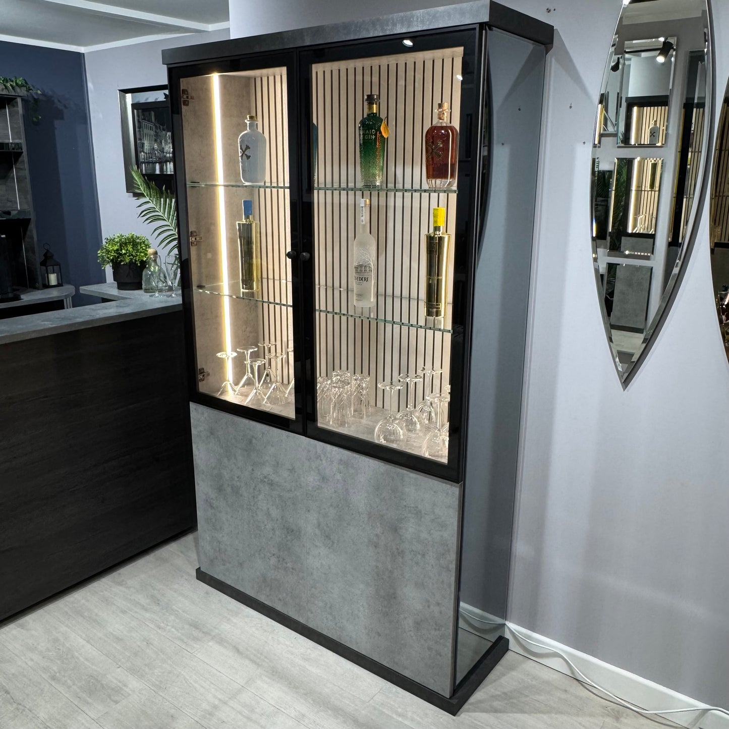 Chimento Concrete Effect Drinks / Cocktail Cabinet