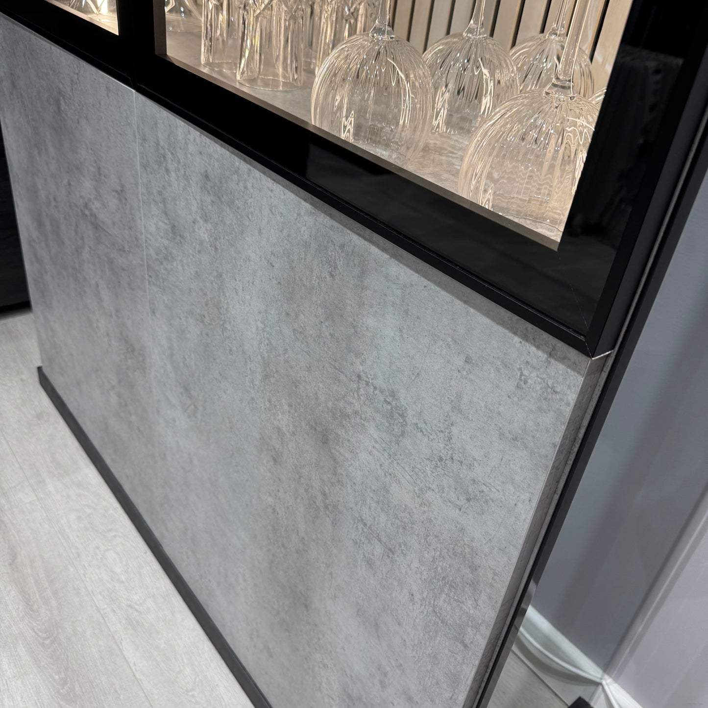 Chimento Concrete Effect Drinks / Cocktail Cabinet