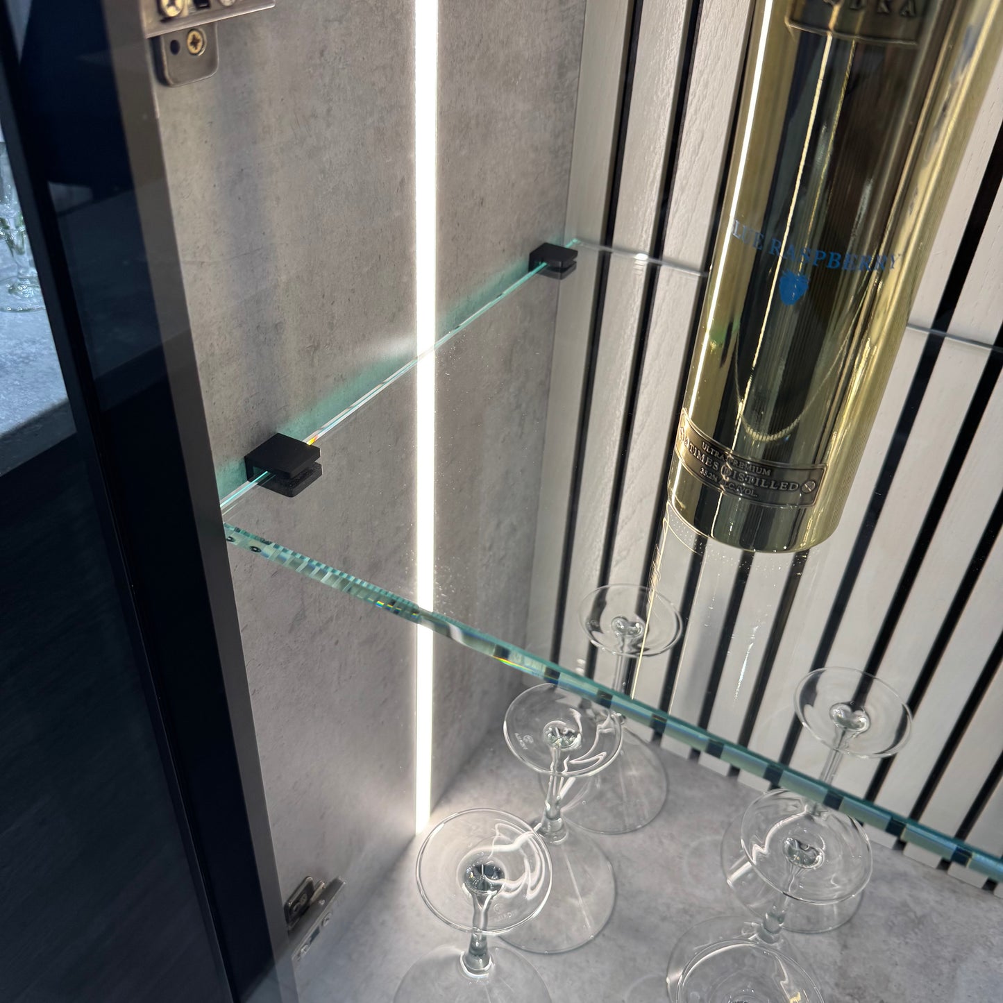 Chimento Concrete Effect Drinks / Cocktail Cabinet