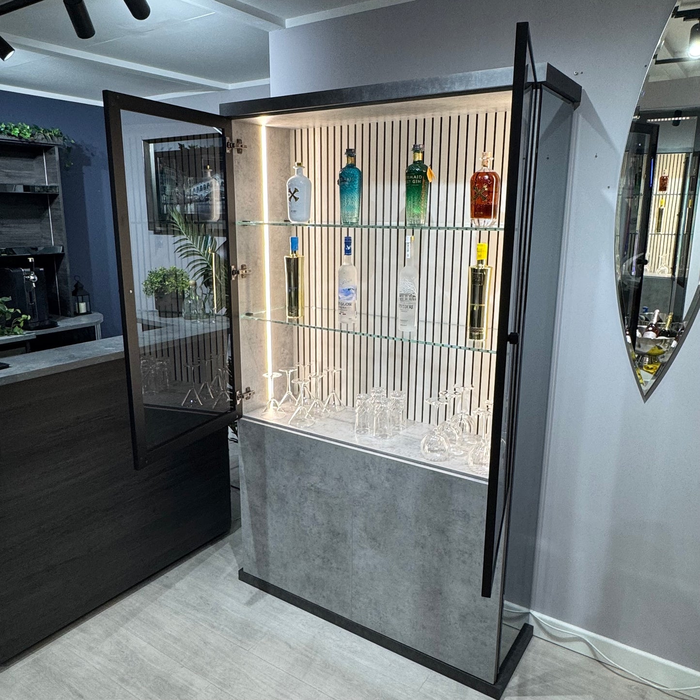 Chimento Concrete Effect Drinks / Cocktail Cabinet