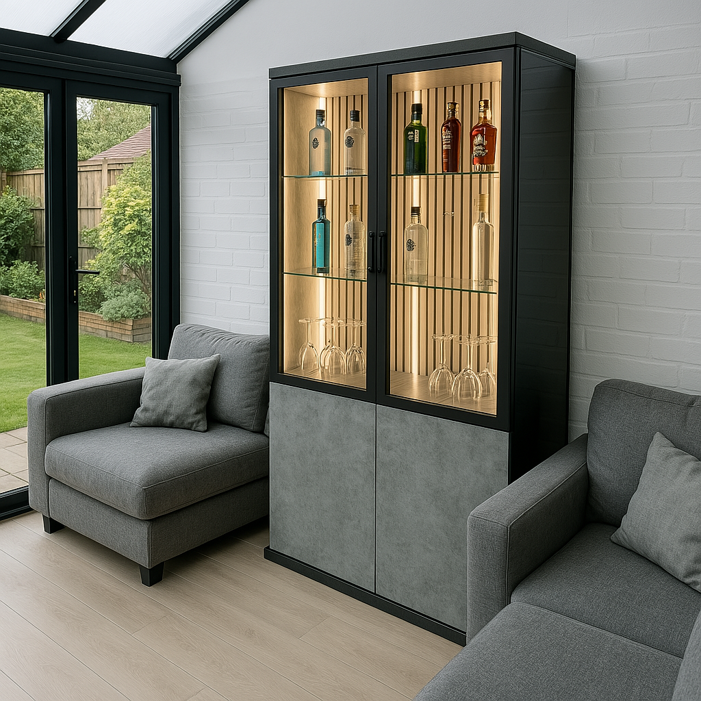 Chimento Concrete Effect Drinks / Cocktail Cabinet
