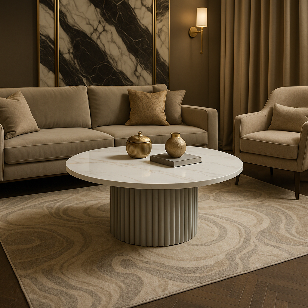 Luxe Ribbed Coffee Table - Light Grey