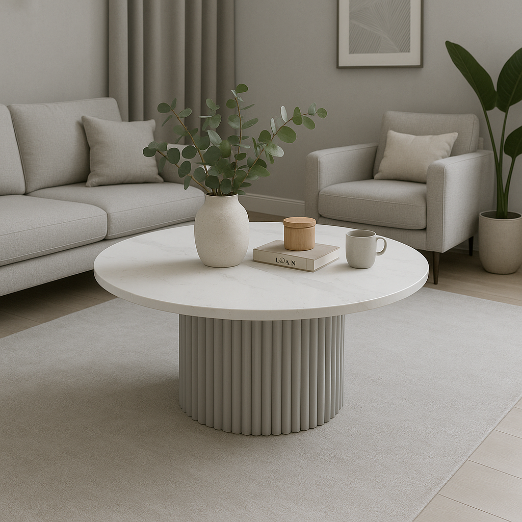 Luxe Ribbed Coffee Table - Light Grey