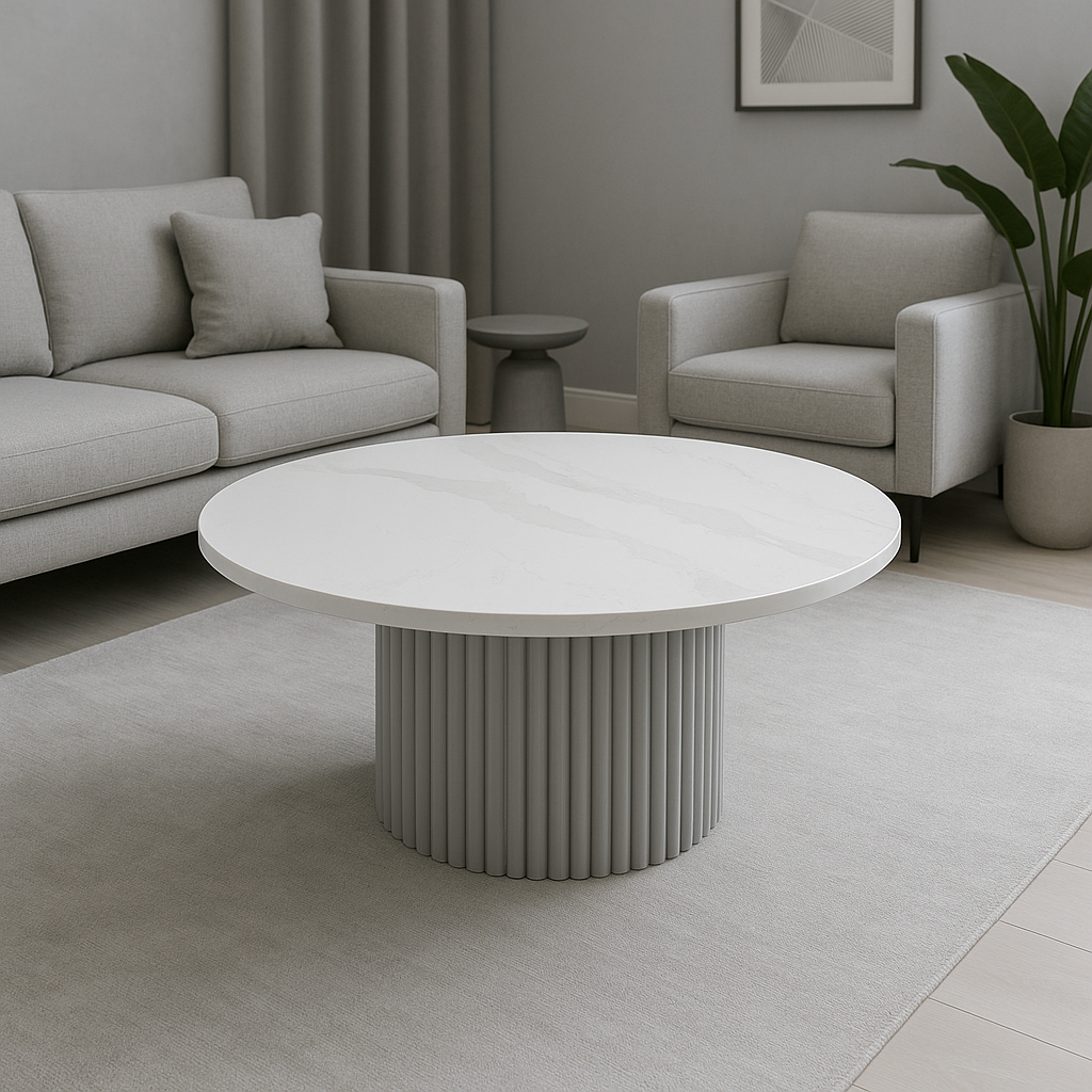 Luxe Ribbed Coffee Table - Light Grey