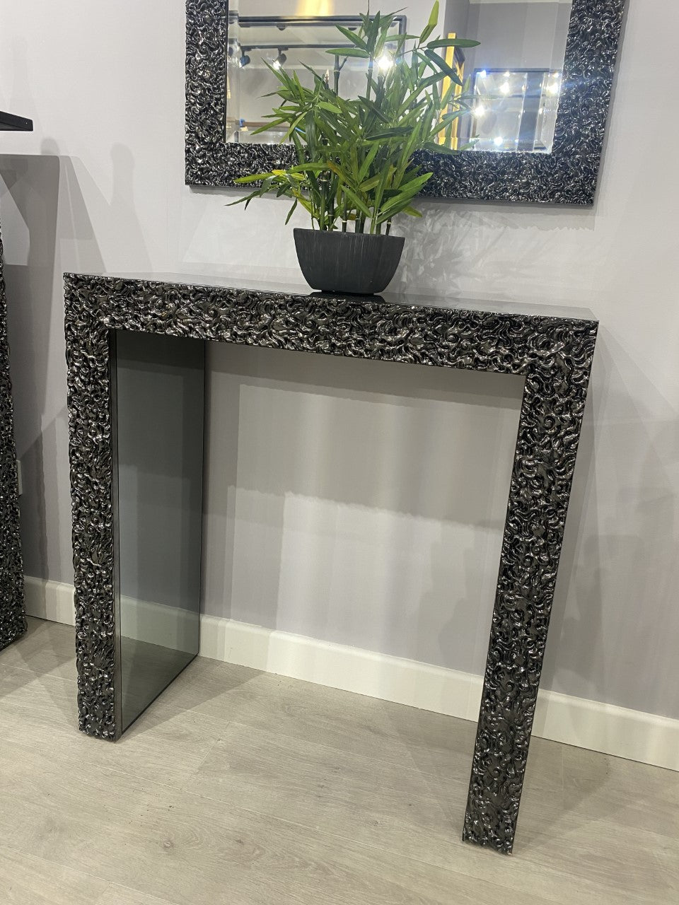 Vesuvio Mirrored Console Table & Mirror Set | Grey