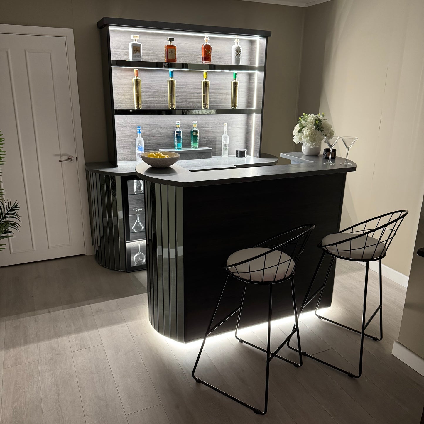 The Curvature Grey Full Home Bar Set