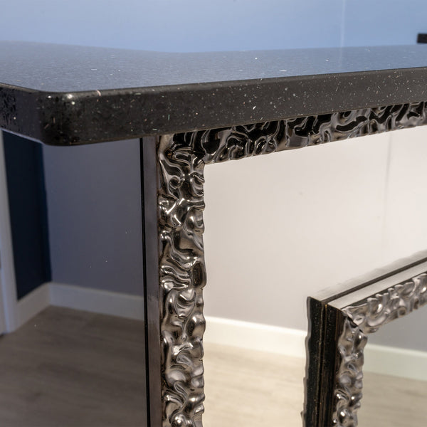 EX- DEMO Lava - Grey Frame and Mirror with Black Sparkle Quartz Worktop Home Bar