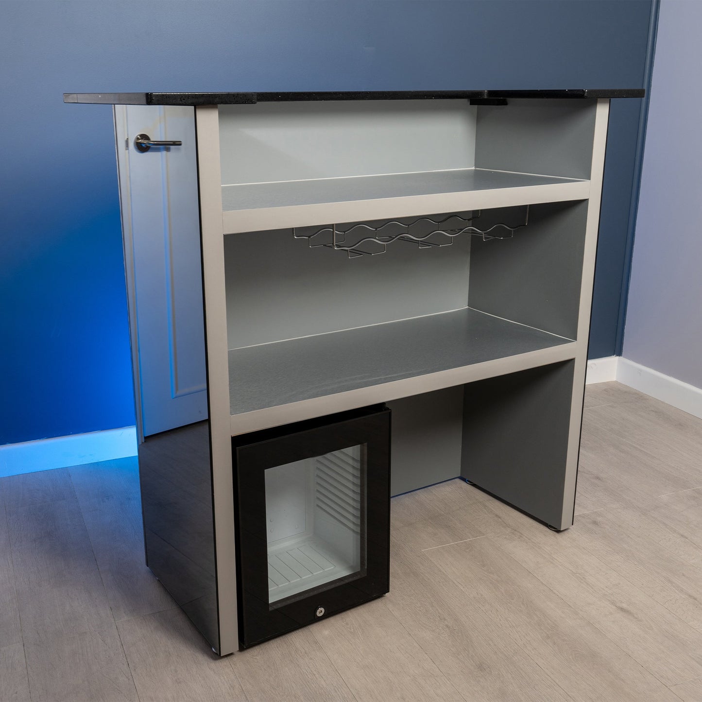 EX- DEMO Lava - Grey Frame and Mirror with Black Sparkle Quartz Worktop Home Bar