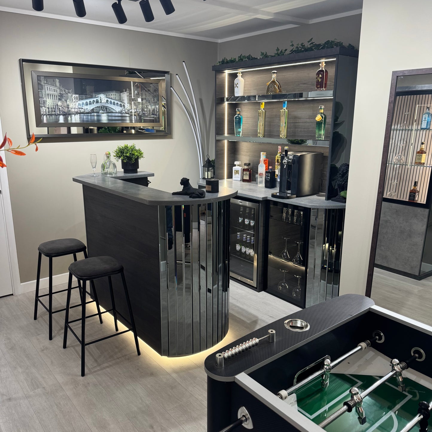 The Curvature Grey Full Home Bar Set