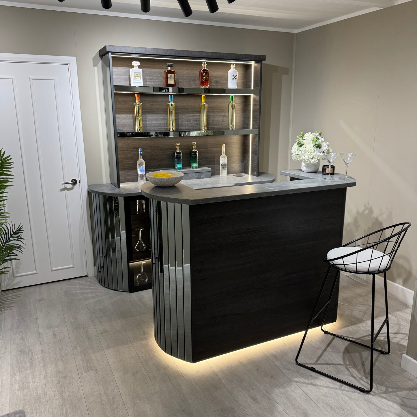The Curvature Grey Full Home Bar Set