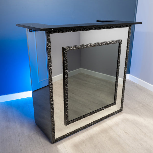 Lava - Grey Frame and Mirror with Black Sparkle Quartz Worktop Home Bar