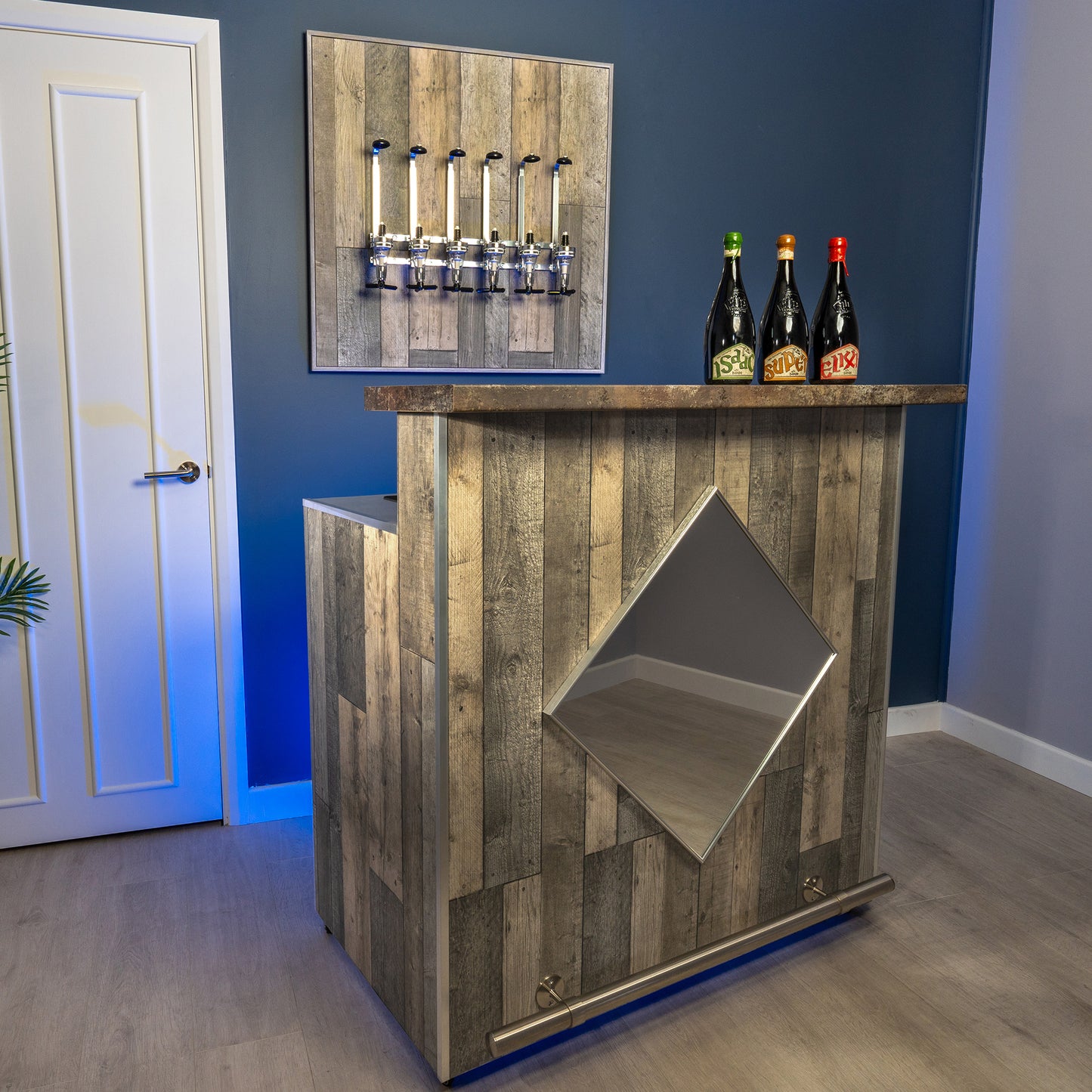 Lenyo - Rustic Grey wood with Rustic Effect Laminate Worktop Home Bar