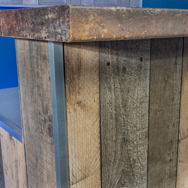 Lenyo - Rustic Grey wood with Rustic Effect Laminate Worktop Home Bar