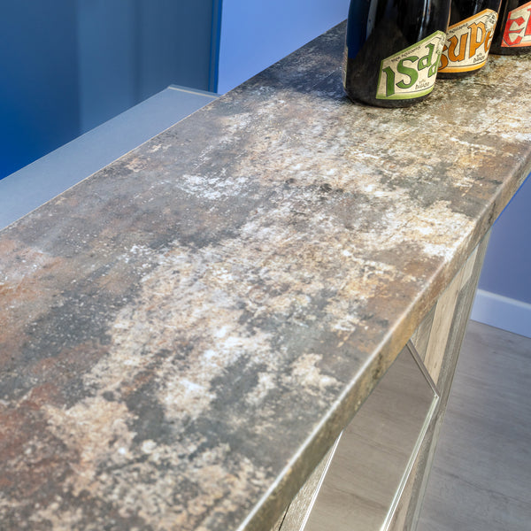 Lenyo - Rustic Grey wood with Rustic Effect Laminate Worktop Home Bar