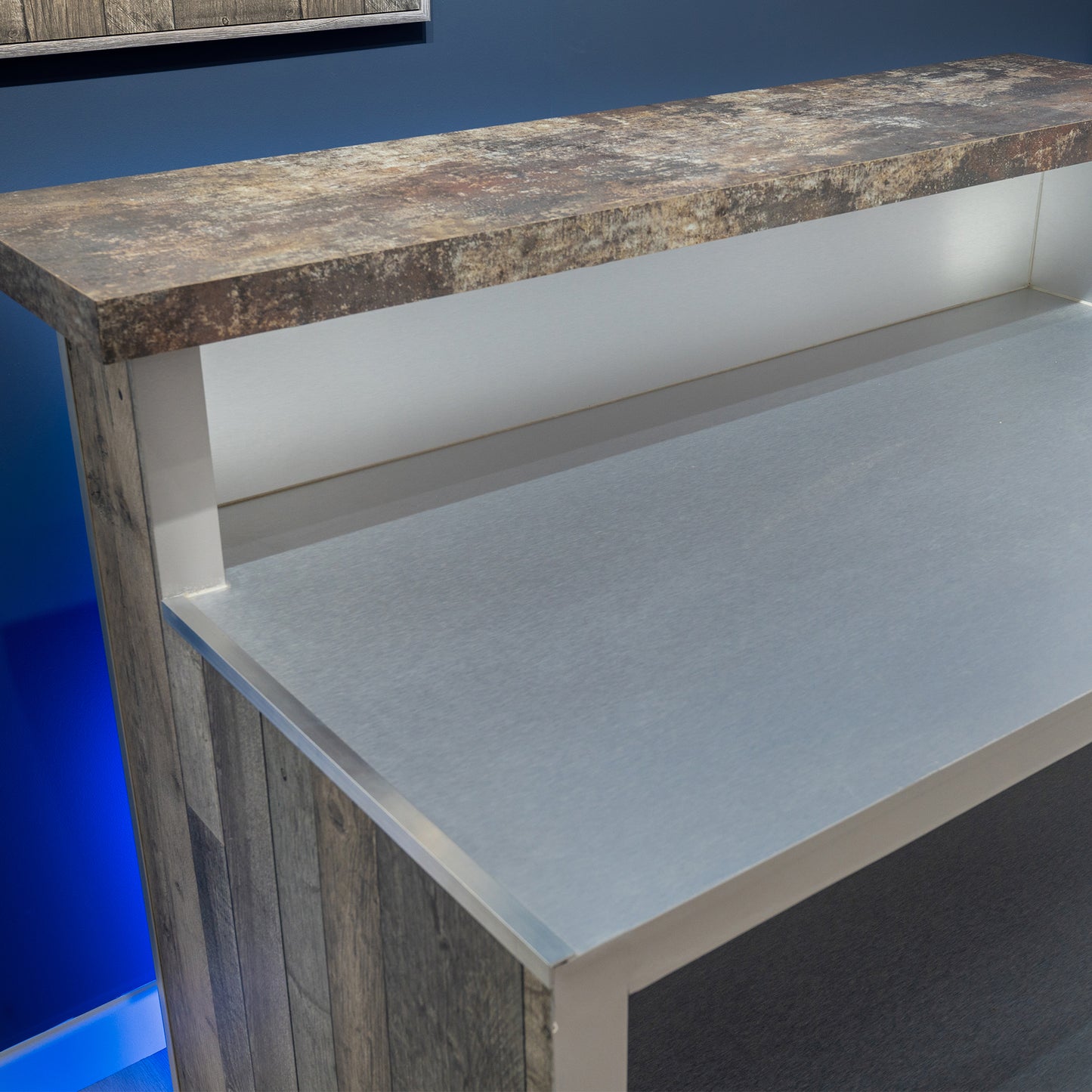 Lenyo - Rustic Grey wood with Rustic Effect Laminate Worktop Home Bar