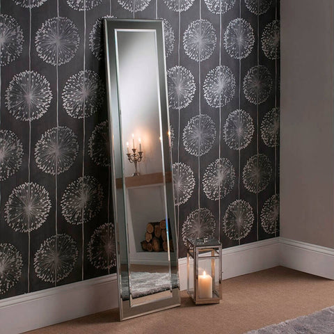 Bevelled centre mirror finished with grey tinted smoke mirror border