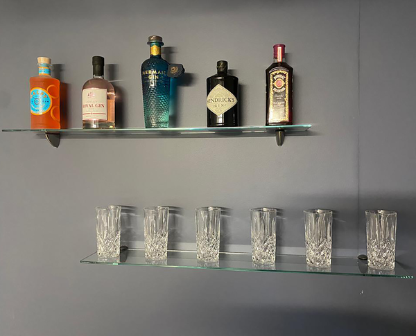 Clear Glass Shelf - 8 Bottle