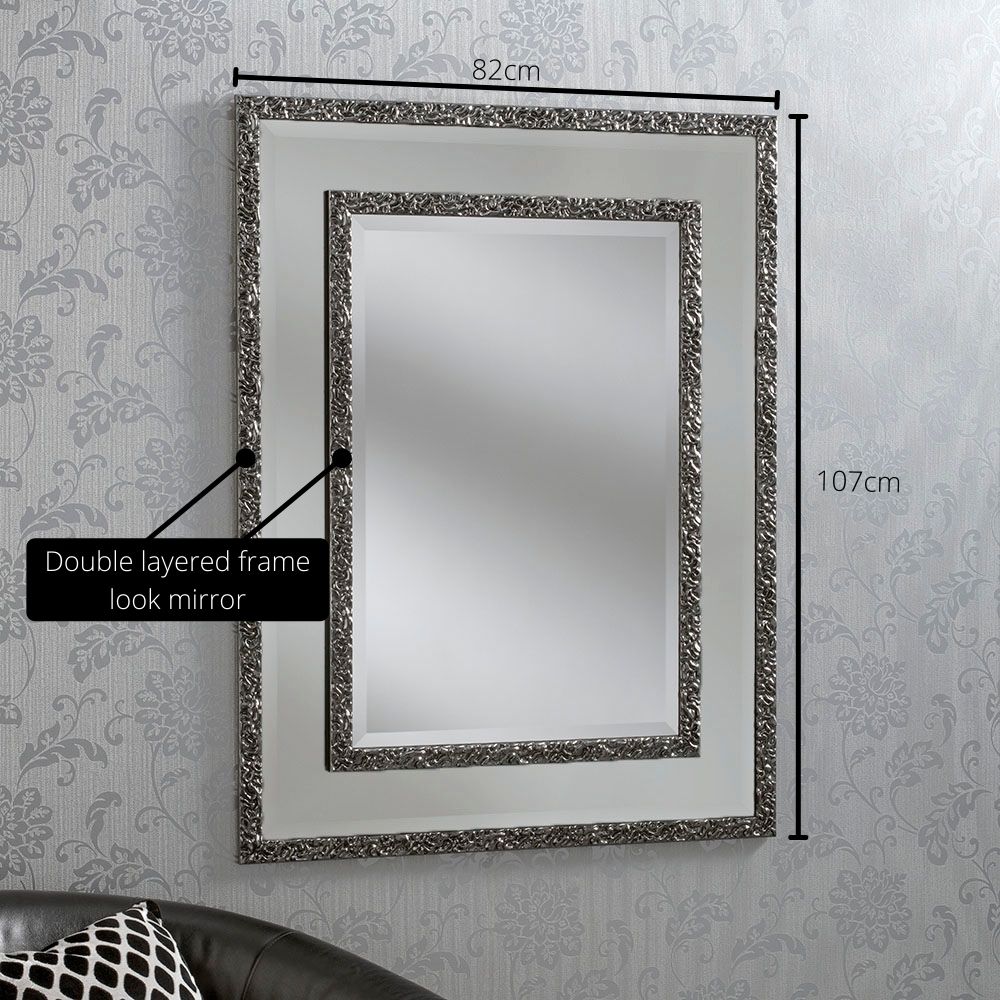 Luxury double layered grey frame look Wall Mirror